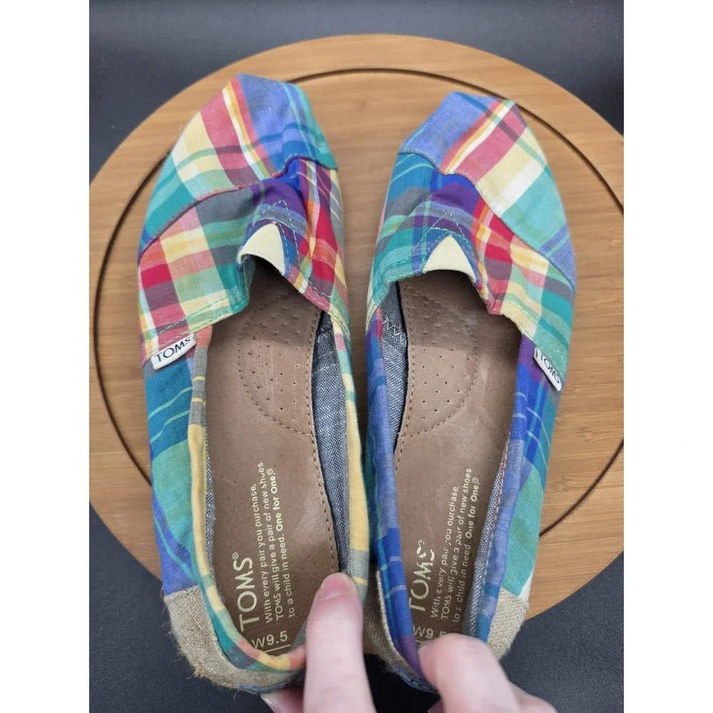 Toms Alpargata Womens Size 9.5 Plaid Espadrille Style Flats